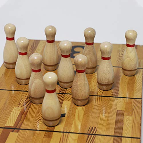 YDDS Shuffleboard Bowling Pin Set with 10 Pcs Premium Hardwood Bowling Pins Durabel Triangular Pinsetter Resin Bowling Ball and Carrying Bag, Fun for Shuffleboard Games - Image 3