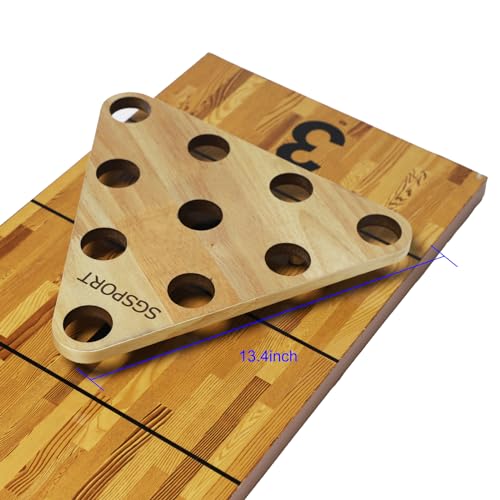 YDDS Shuffleboard Bowling Pin Set with 10 Pcs Premium Hardwood Bowling Pins Durabel Triangular Pinsetter Resin Bowling Ball and Carrying Bag, Fun for Shuffleboard Games - Image 5
