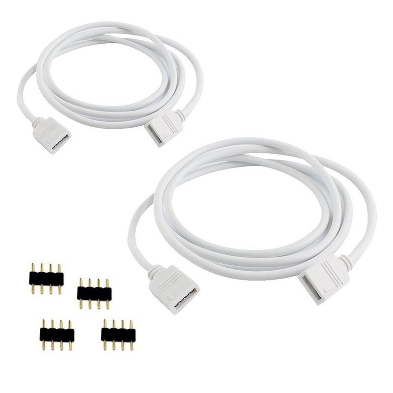 RGBZONE 2 Pack 1M 33ft Extension Cable Connect Female Plug to SMD 5050 RGB LED Strip Light with Free 4pcs 4pin Connector