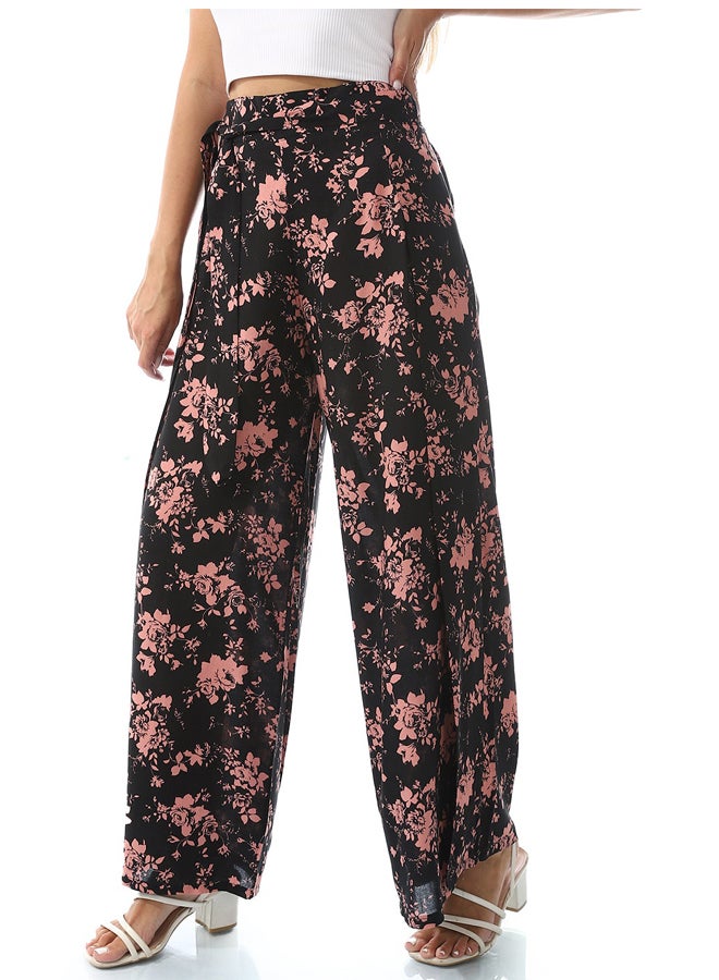 Andora Wide Leg High Waist Flory Pants_ Black & Kashmir  - Image 2