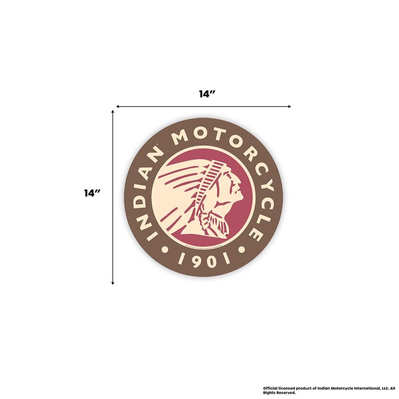 Open Road Brands Indian Motorcycle Round Embossed Metal Button Sign - Vintage Indian Motorcycle Wall Art for Garage or Man Cave - Image 5