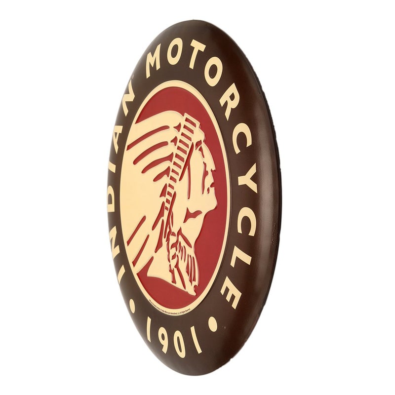 Open Road Brands Indian Motorcycle Round Embossed Metal Button Sign - Vintage Indian Motorcycle Wall Art for Garage or Man Cave - Image 2