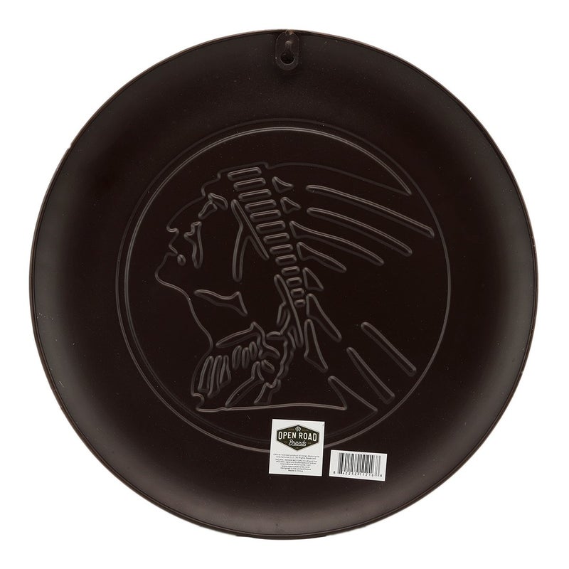 Open Road Brands Indian Motorcycle Round Embossed Metal Button Sign - Vintage Indian Motorcycle Wall Art for Garage or Man Cave - Image 3