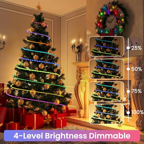 Jnaurb RGB Color Changing Rope Lights Outdoor, 33ft 100LED Smart String Lights with Remote & APP Control, Waterproof Music Sync Rope Lighting - DIY Flexible Tube LED Lights for Bedroom Garden Wedding - Image 5
