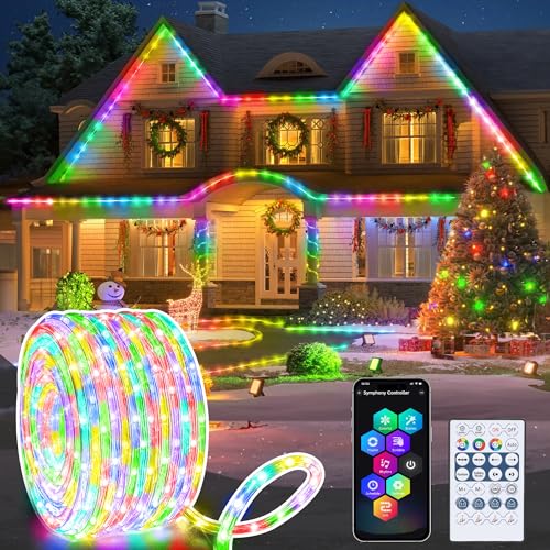 Jnaurb RGB Color Changing Rope Lights Outdoor, 33ft 100LED Smart String Lights with Remote & APP Control, Waterproof Music Sync Rope Lighting - DIY Flexible Tube LED Lights for Bedroom Garden Wedding - Image 1