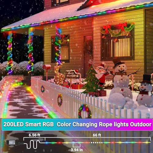 Jnaurb RGB Color Changing Rope Lights Outdoor, 33ft 100LED Smart String Lights with Remote & APP Control, Waterproof Music Sync Rope Lighting - DIY Flexible Tube LED Lights for Bedroom Garden Wedding - Image 4