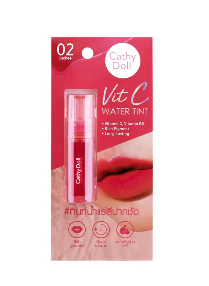 Cathy Doll Cathy Doll Vit C Water Tint – 02 Lychee | Long-Lasting Lip Tint with Vitamin C & B5 for Soft, Juicy Lips – Rich Pigment & Hydrating Finish 