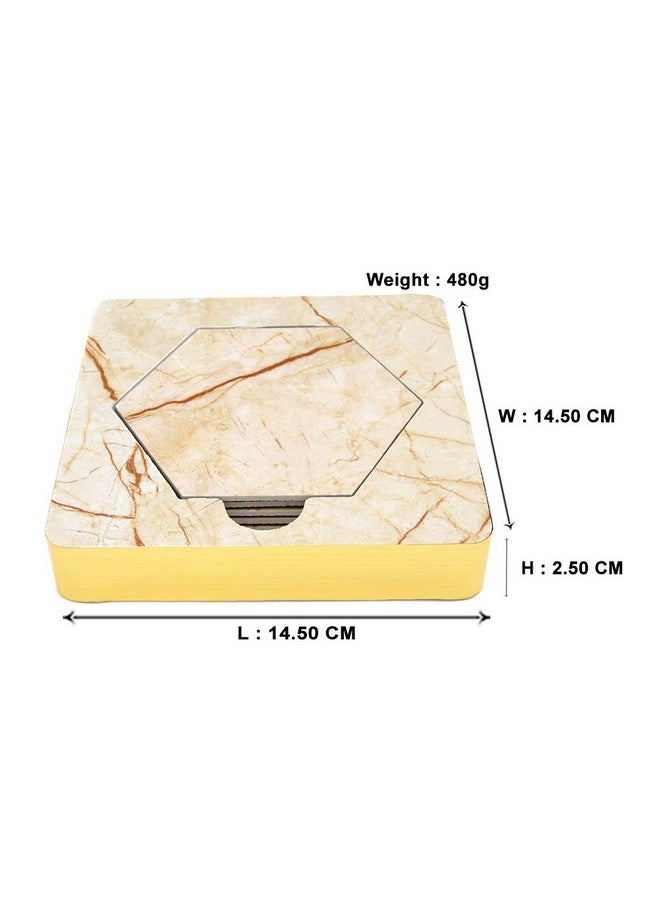 EZ Life Designer High Class Italian Marble Tile 6 Coaster Set with Holder - Hexagon - Placemat for Hot & Cold Drinks - Bowl & Tea Cup Dining, Cocktail Table Décor - Dining Table Accessory Coasters - Image 4