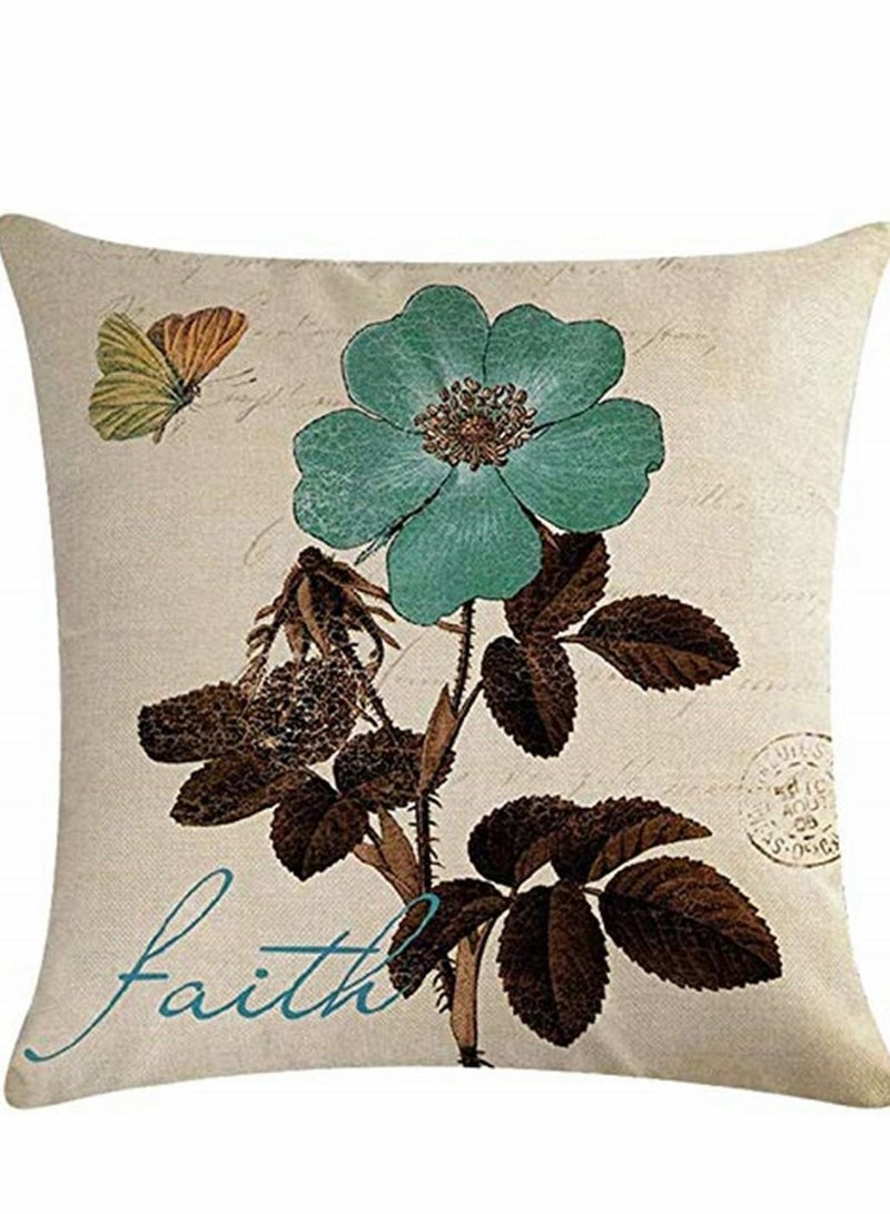 Excefore أغطية وسائد مقاومة للماء، غطاء وسادة مزخرف بطباعة زهرية، مناسب للاستخدام الداخلي والخارجي - مجموعة 4 قطع بحجم 18 × بوصة - Image 5