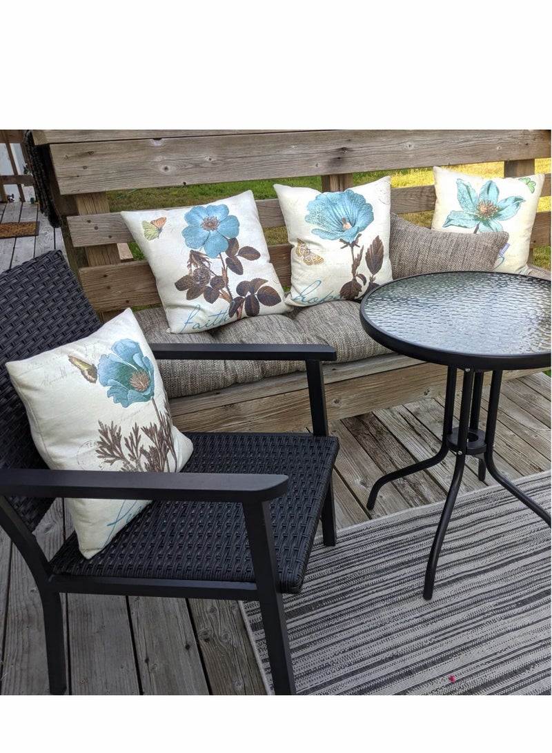 Excefore أغطية وسائد مقاومة للماء، غطاء وسادة مزخرف بطباعة زهرية، مناسب للاستخدام الداخلي والخارجي - مجموعة 4 قطع بحجم 18 × بوصة - Image 2