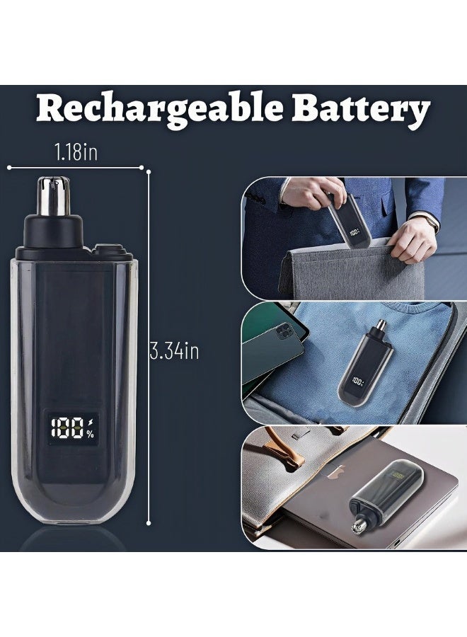 Nose Hair Trimmer - USB Rechargeable with Battery Indicator, Compact & Lightweight, Stainless Steel Blades with Protective Cap & Cleaning Brush - Image 4
