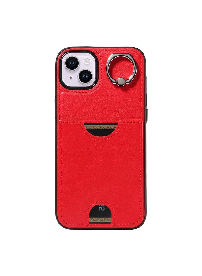 اس-توب جراب هاتف iPhone 15 Plus من جلد العجل مع حامل حلقي وفتحة للبطاقات - Image 2