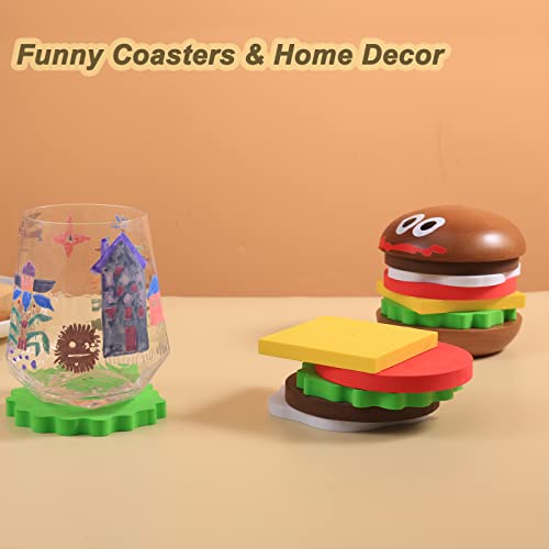 Sirensky Fun Coasters Set for Drinks,Novelty Burger Coasters for Coffee Table,DIY Wooden Coasters for Drinks,,Cup Mat Wood Cup Lips,Gift for Housewarming,Birthday,Table Decor - Image 3