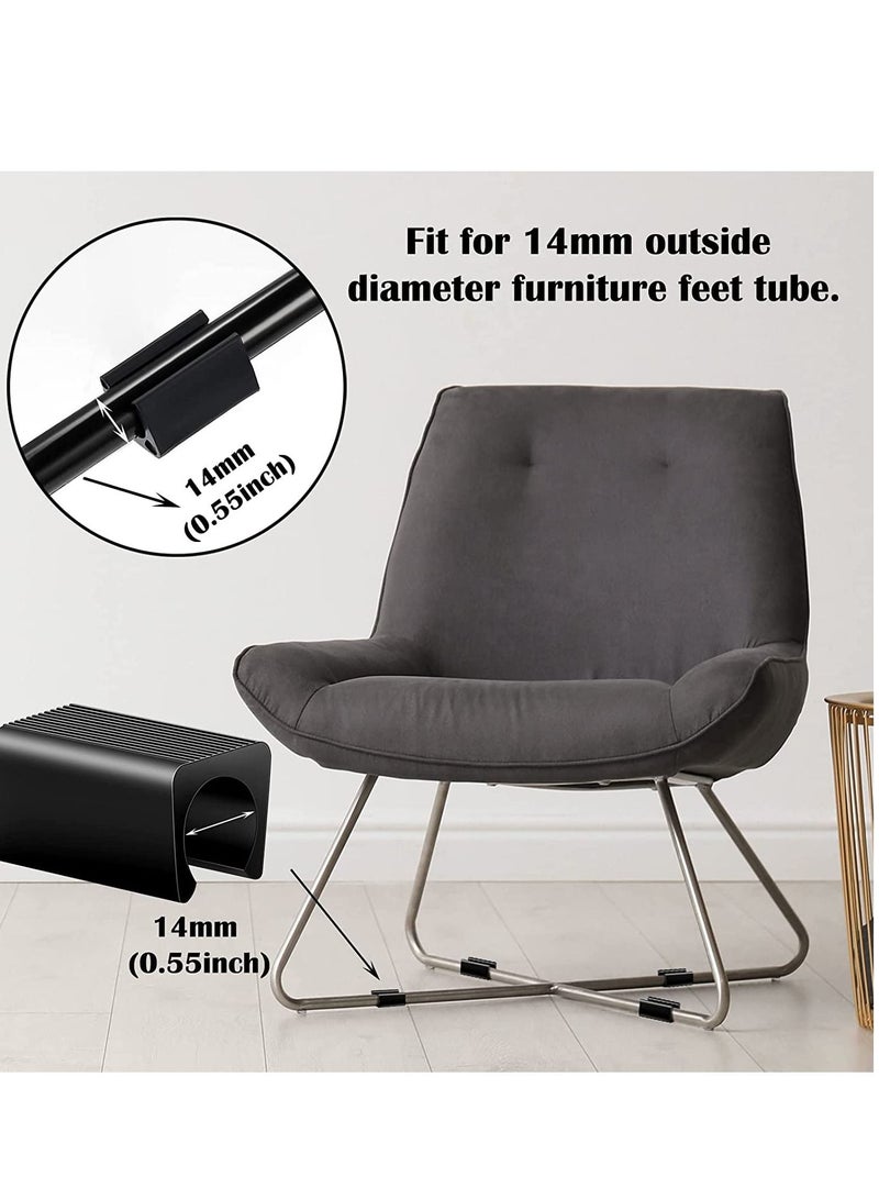 SYOSI Plastic Furniture Feet Protectors Avoid Noise Black Plastic 14mm Floor Protectors Rectangle Non-Slip Leg Tips U Shape Foot Cap for Metal Chairs 40 Pack - Image 3