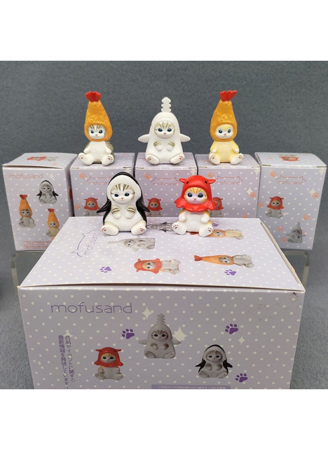 Generic - Eikoh Box Egg Mofusand Cat Shark Bee Cat Cos Hamburger Shark Cat Blind Box Collection Model Ornaments-Color:5th Generation Fried Shrimp Cat - Image 1