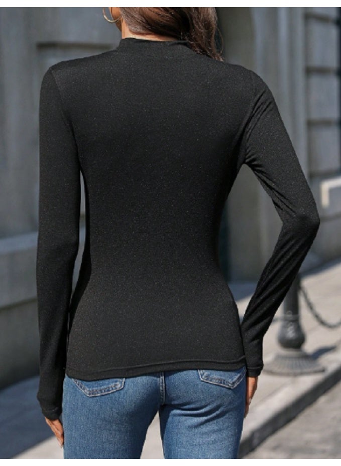 Shein SHEIN i Casual Rhinestone Mesh Patchwork Elegant T-Shirt, Spring/Summer  - Image 2