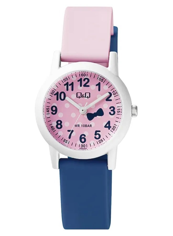 Q&Q Kids Unisex Analog Quartz Watch VS49J005Y with Pink Polka Dot Dial, Pink and Blue Silicone Strap - Image 2