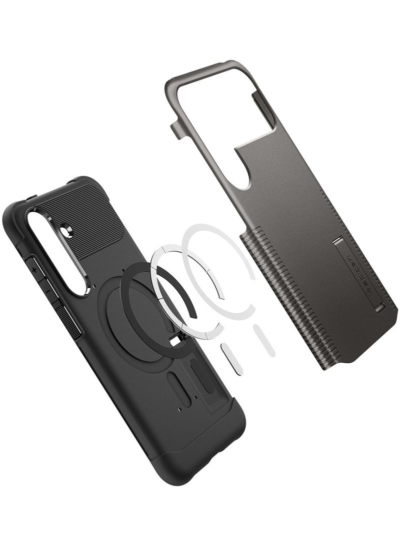 Spigen Slim Armor Magfit for Samsung Galaxy S25 FE Case Cover MagSafe with Kickstand - Gunmetal - Image 4