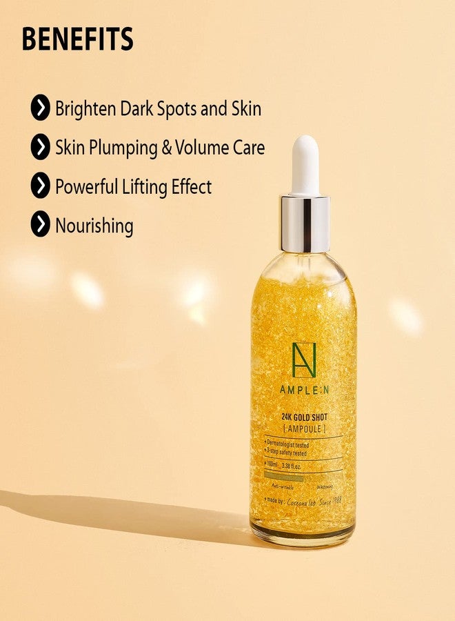 كوريانا سيروم AMPLE:N 24k Gold Shot - سيروم كوري مضاد للشيخوخة بذهب عيار 24 قيراط - يزيل التجاعيد والخطوط الدقيقة بالكولاجين والببتيدات - يوحد لون البشرة الباهتة والمترهلة - 3.38 أونصة سائلة. - Image 3