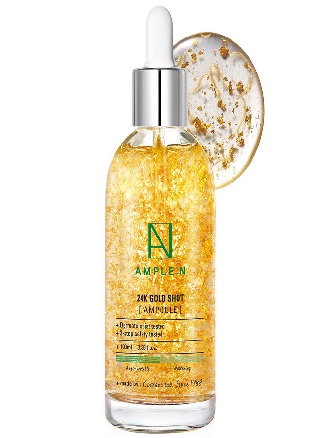 كوريانا سيروم AMPLE:N 24k Gold Shot - سيروم كوري مضاد للشيخوخة بذهب عيار 24 قيراط - يزيل التجاعيد والخطوط الدقيقة بالكولاجين والببتيدات - يوحد لون البشرة الباهتة والمترهلة - 3.38 أونصة سائلة. - Image 1