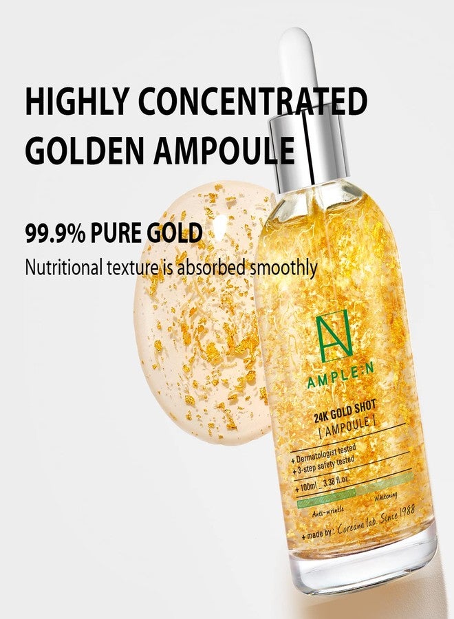 كوريانا سيروم AMPLE:N 24k Gold Shot - سيروم كوري مضاد للشيخوخة بذهب عيار 24 قيراط - يزيل التجاعيد والخطوط الدقيقة بالكولاجين والببتيدات - يوحد لون البشرة الباهتة والمترهلة - 3.38 أونصة سائلة. - Image 5