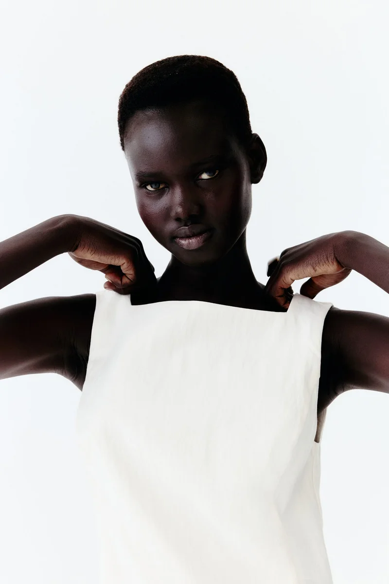 H&M Square-neck twill dress