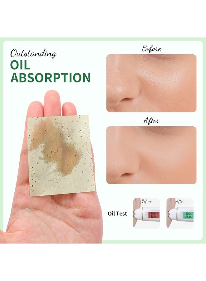 DUcare Oil Blotting Sheets for Face, DUcare 100 Counts Green Tea Blotting Paper For Oily Skin with Portable Mirror Case & Makeup Puff, Oil Absorbing Sheets For Face - Image 4