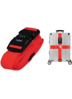 Rubik Cross Luggage Strap with Password, 150 Inch Adjustable Heavy Duty Travel Packing Belt for Bag Baggage Suitcase Safety (1 Pack) Red  - Image 1