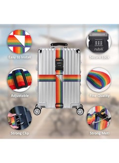 Rubik Cross Luggage Strap with Password, 150 Inch Adjustable Heavy Duty Travel Packing Belt for Bag Baggage Suitcase Safety (1 Pack) Red  - Image 3
