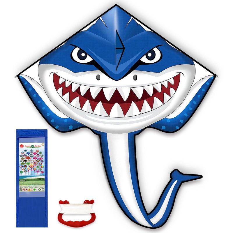 Hymaz Kites for Kids Ages 48 812 Large Shark Kite Easy to Fly for Kids Adults Beach Kites Toys with 328ft String and Handle Beginner Kite for Boys Girls Outdoor Activities Summer Beach Games - Image 2
