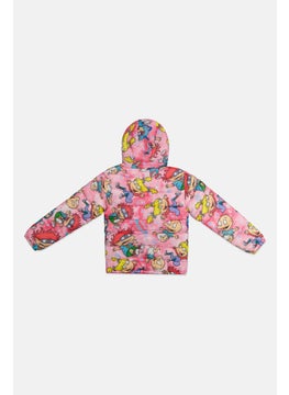 nickelodeon Kids Girl Rugats In Space Hooded Puffer Jacket, Pink Combo  - Image 2