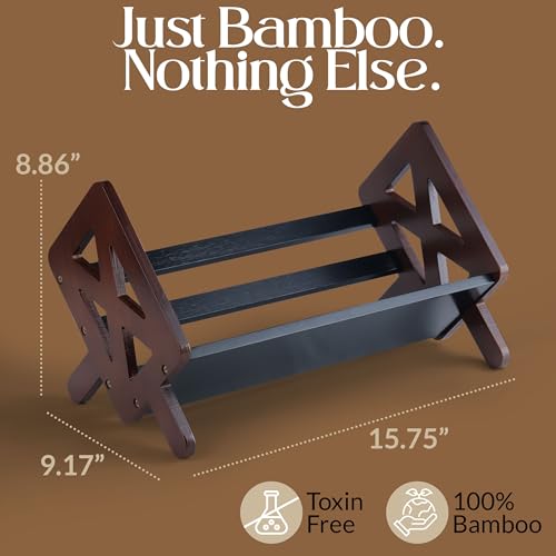 Bunkal Bamboo Desktop Bookshelf Book Stand for Small Spaces Tilted Desk Bookshelf Organizer for Cookbook Storage Home Office Dorm Nightstand 16x9x9in Solid Bamboo Easy Assembly - Image 3