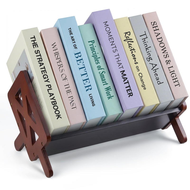 Bunkal Bamboo Desktop Bookshelf Book Stand for Small Spaces Tilted Desk Bookshelf Organizer for Cookbook Storage Home Office Dorm Nightstand 16x9x9in Solid Bamboo Easy Assembly - Image 2