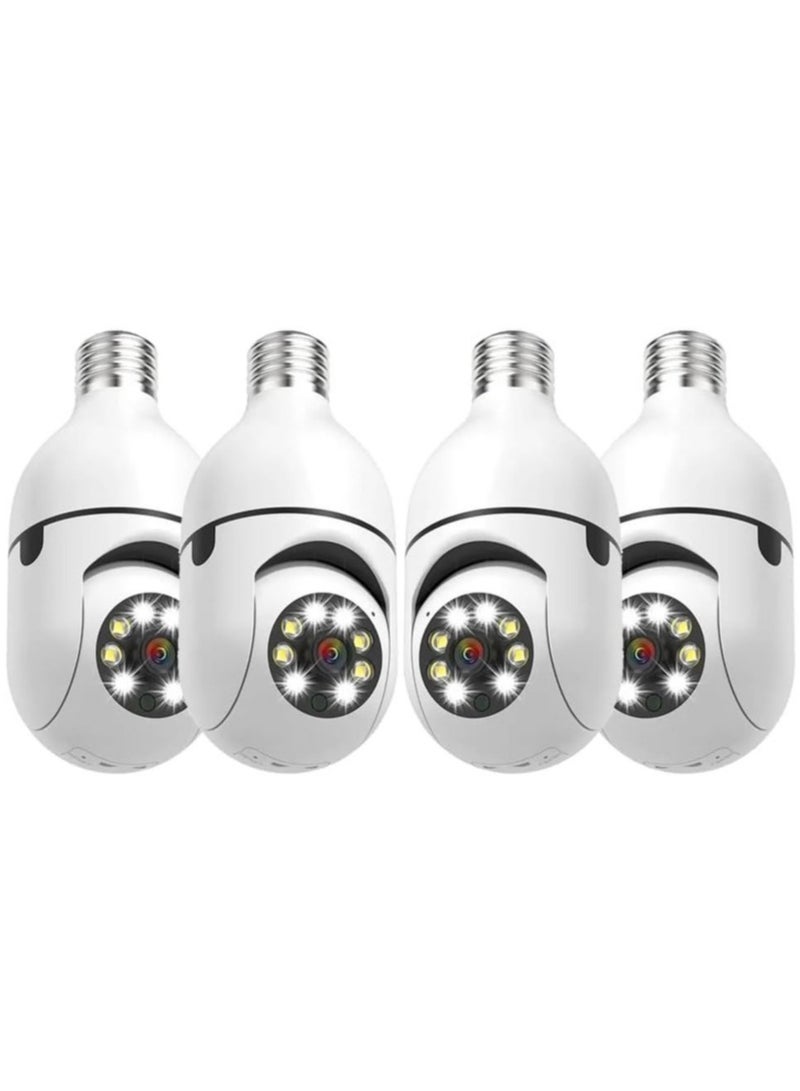 ELTRAZONE 4Pack HD 1080P Wireless Light-Bulb Security Camera, Work with 2.4ghz&5ghz WiFi, Motion Auto Tracking, 2 Way Audio, Spotlight Night Vision, E27 Screw-in CCTV Camera (4pcs) - Image 1