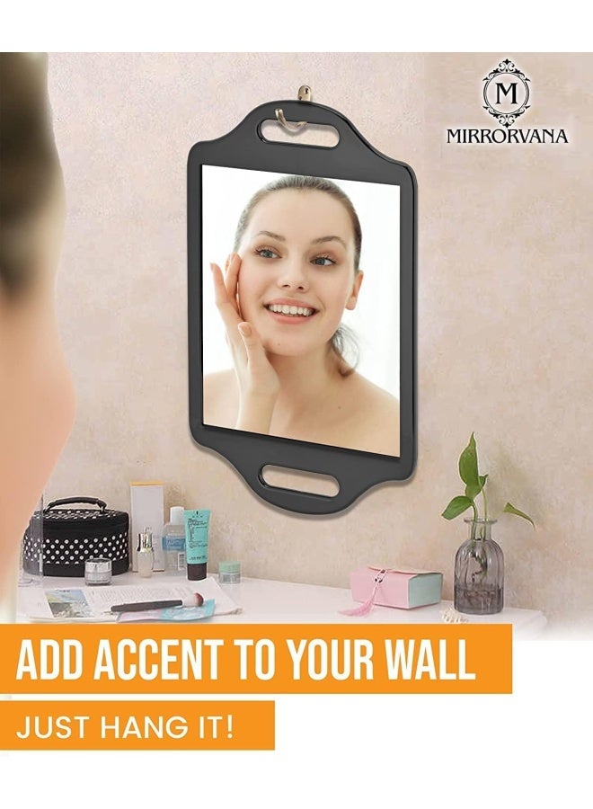 MIRRORVANA X-Large Barber Hand Held Mirror with Double Comfy Handles - Big & Long Back of Head Mirror for Men's Haircut, Barbershop, Salon and Professional Hair Stylists - 14" x 8.5" (Black) - Image 5