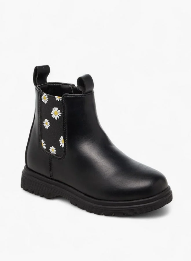 Flora Bella By Shoexpress Floral Print Boots with Zip Closure