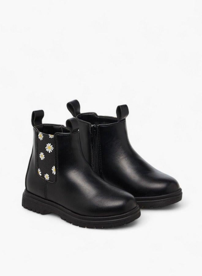 Flora Bella By Shoexpress Floral Print Boots with Zip Closure - Image 3