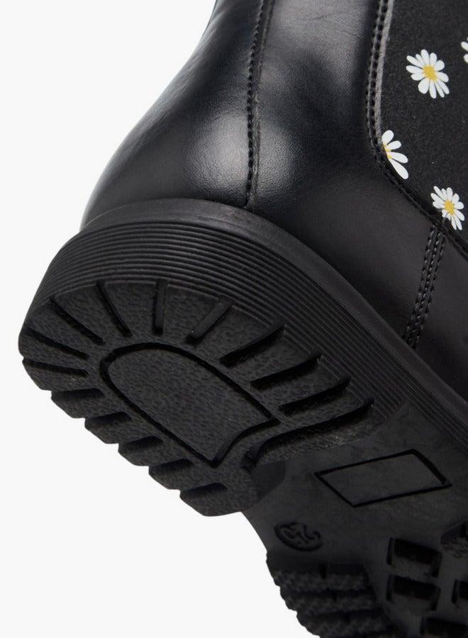 Flora Bella By Shoexpress Floral Print Boots with Zip Closure - Image 5