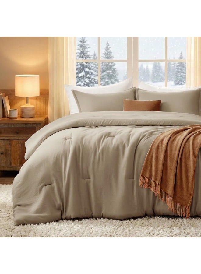 Quataly King Comforter Set Taupebrown,3PCS Soft Lightweight Breathable Bedding Comforter Sets for All Season, King Size(104''×90'' Comforter & 2 Pillowcases) - Image 1
