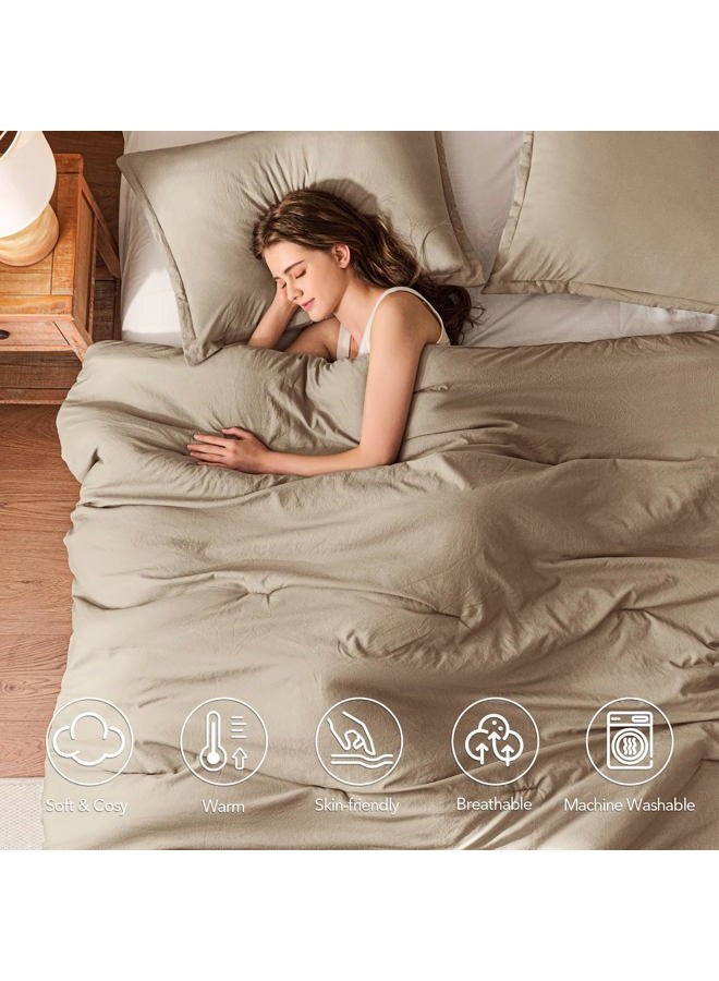Quataly King Comforter Set Taupebrown,3PCS Soft Lightweight Breathable Bedding Comforter Sets for All Season, King Size(104''×90'' Comforter & 2 Pillowcases) - Image 2