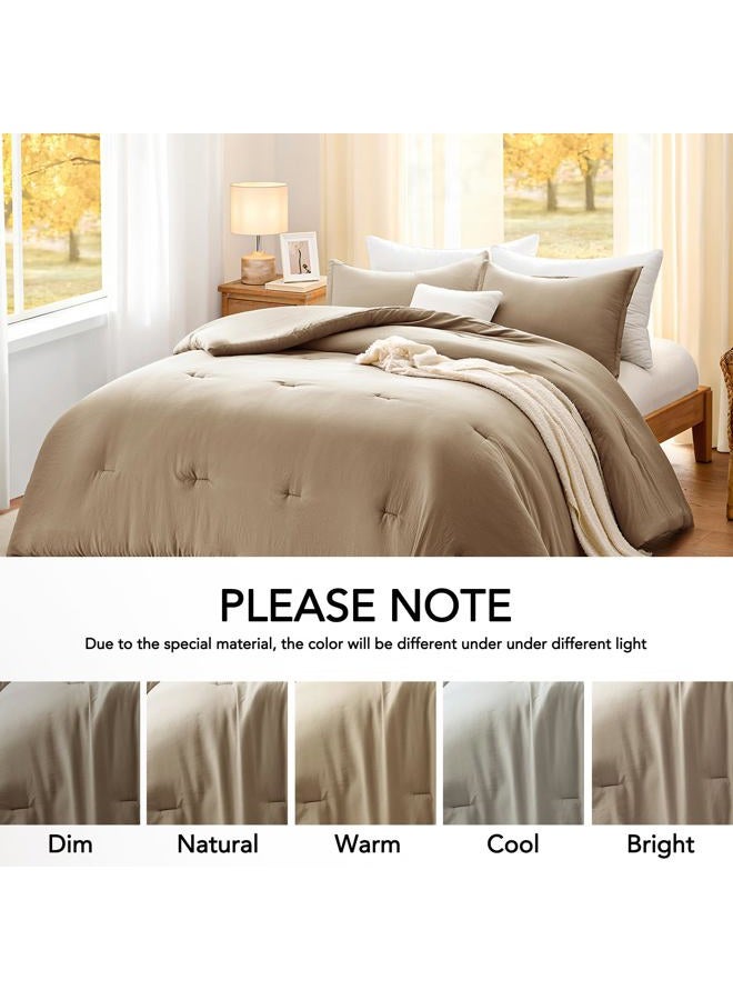 Quataly King Comforter Set Taupebrown,3PCS Soft Lightweight Breathable Bedding Comforter Sets for All Season, King Size(104''×90'' Comforter & 2 Pillowcases) - Image 5