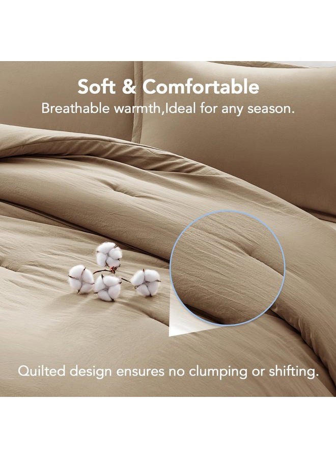 Quataly King Comforter Set Taupebrown,3PCS Soft Lightweight Breathable Bedding Comforter Sets for All Season, King Size(104''×90'' Comforter & 2 Pillowcases) - Image 4