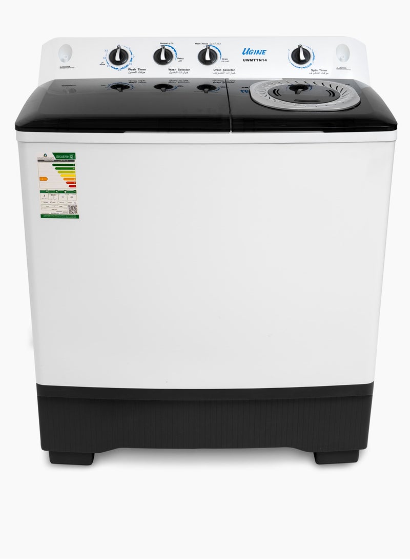Ugine Twin Tub Washing Machine, 14 KG, White - UWMTTN14 - Image 1