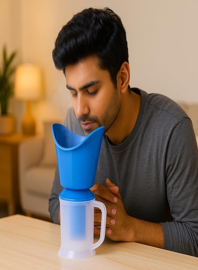 Wuze 3 in 1 vaporizer steamer for cough,cold and facial, inhaler & steamer for cold and cough - Blue - Image 3