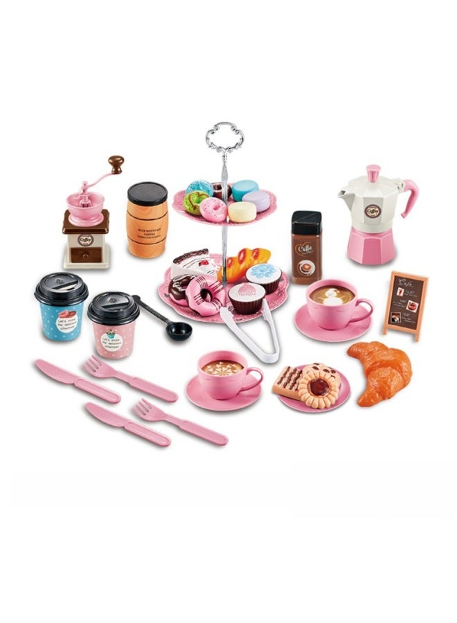 2024 Simulation Coffee Tea Set Toy For Kids 38pcs Pretend Play Afternoon Tea Set Quality Plastic Kitchen Playset-Color:Dim Pan Suit (bag) 160g - Image 2
