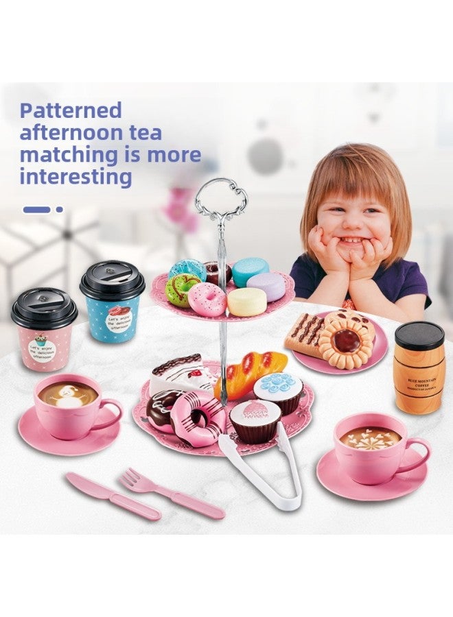2024 Simulation Coffee Tea Set Toy For Kids 38pcs Pretend Play Afternoon Tea Set Quality Plastic Kitchen Playset-Color:Dim Pan Suit (bag) 160g - Image 4
