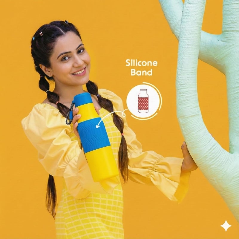 Rabitat Newly Launched Zappy 700ml, Double Wall Vaccum Insulated Flask | Upto 24 Hrs Hot & Cold | 2 Years Brand Warranty | ISI Certified | SPA Free | Ideal for Gym, Office, School, Outing (Yellow) - Image 4