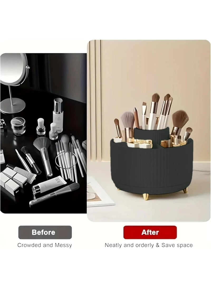 Mitoy 360° Rotating Makeup Organizer, Makeup Brush Holder, Pen and Pencil Organizer for Stationery, with 5 Compartments, for Cosmetics, Nail Polish, Art Supplies, Storage Box - Image 5