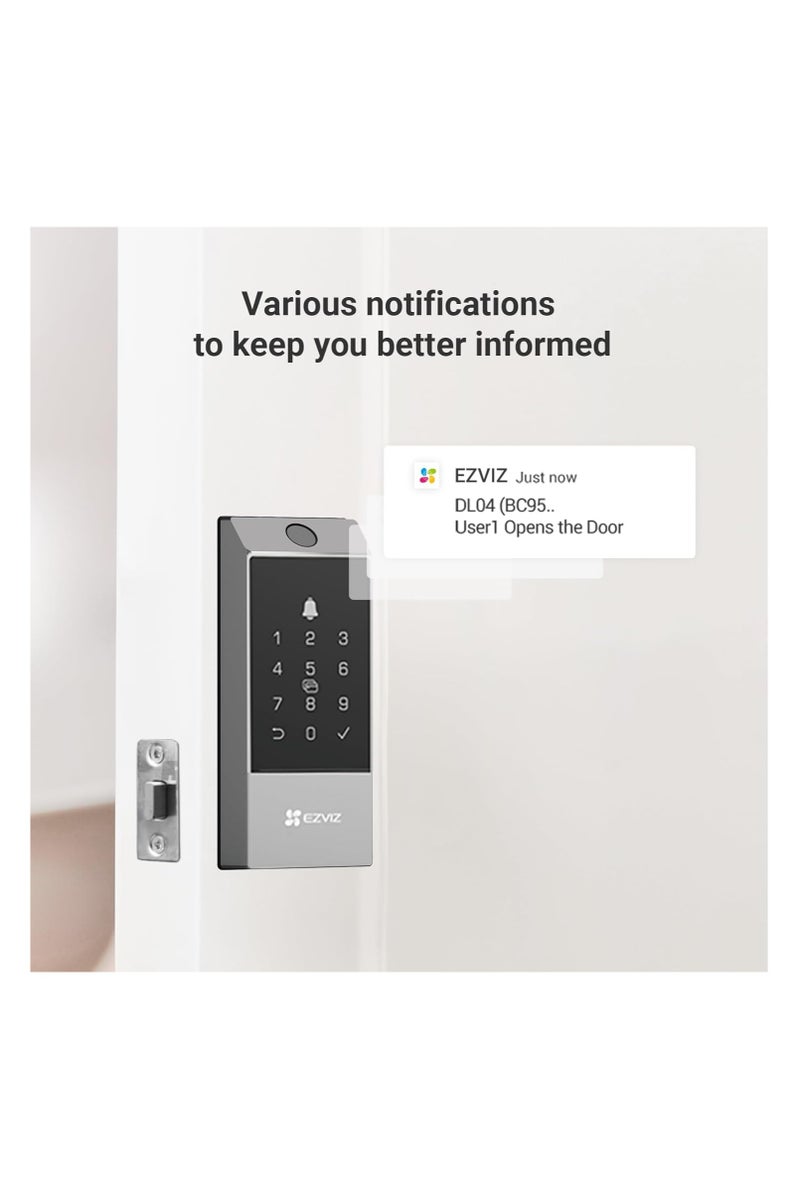 EZVIZ DL04 Pro Smart Lock – 5-in-1 Keyless Entry Door Lock with Fingerprint, Bluetooth & Wi-Fi, Privacy Mode, Real-Time Alerts & Aluminum Alloy Body - Image 2