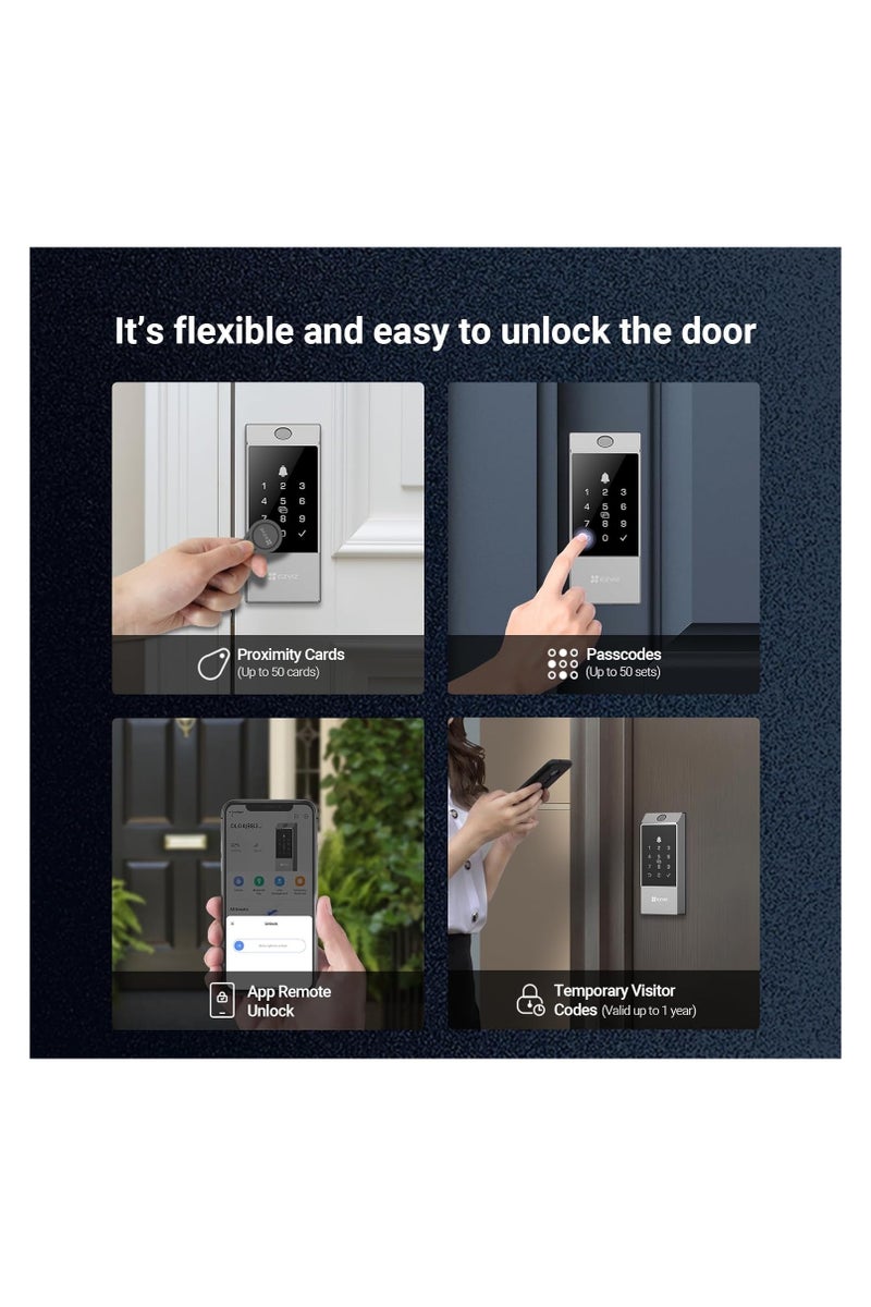 EZVIZ DL04 Pro Smart Lock – 5-in-1 Keyless Entry Door Lock with Fingerprint, Bluetooth & Wi-Fi, Privacy Mode, Real-Time Alerts & Aluminum Alloy Body - Image 5
